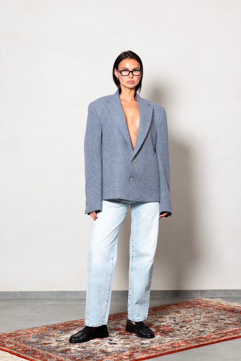 Cappotto Cropped in Alpaca e Lana